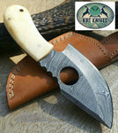 Finger Hole Damascus Skinning Knife