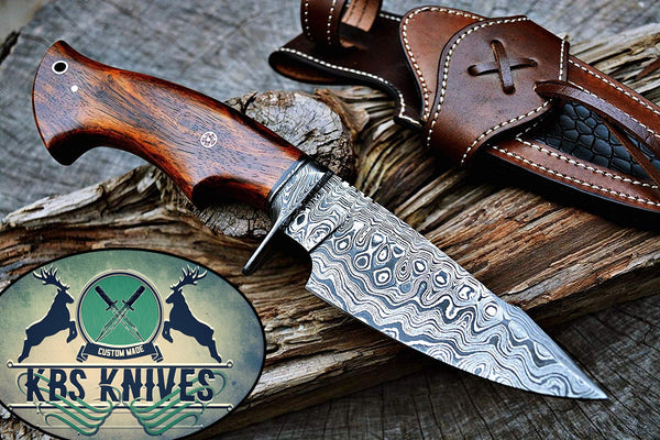 The Hunter's Favorite: 10-Inch Hunting Knife with Damascus Steel Blade –  KBS Knives Store