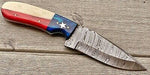 Texas Flag Handle Damascus Skinner Knife