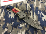 TEXAS FLAG HANDLE DAMASCUS FOLDING POCKET KNIFE