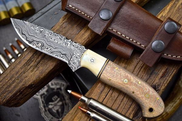 Damascus Steel Hunting Skinning Camping Knife – KBS Knives Store
