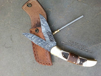 Dual 3.2-inch Damascus steel blades on The Dual Edge folding pocket knife
