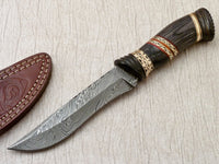 Handmade Damascus Hunting Knife with Exotic Wood Handle