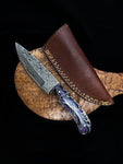 Custom Handmade Raindrop Damascus Steel Hunting Knife