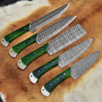 Forged Damascus steel blades showcasing intricate patterns and designs